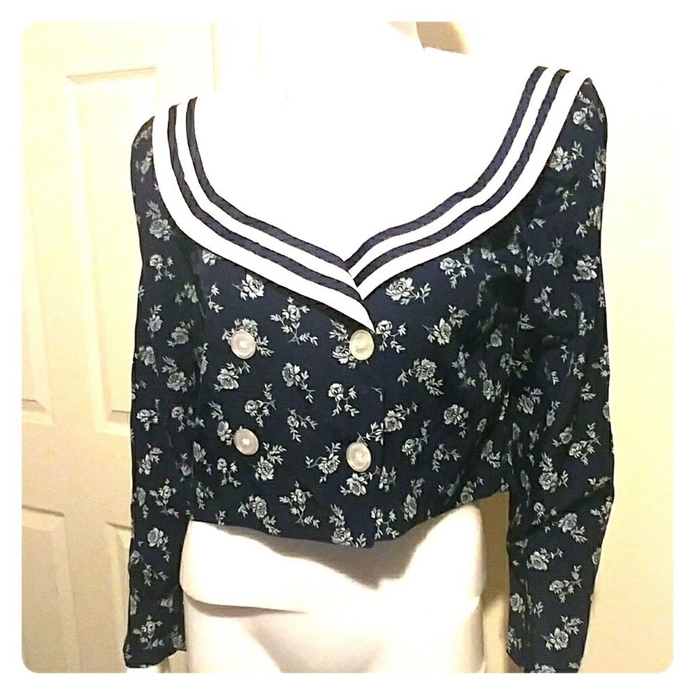Jessica Howard Vintage crop sailor top Sz 6